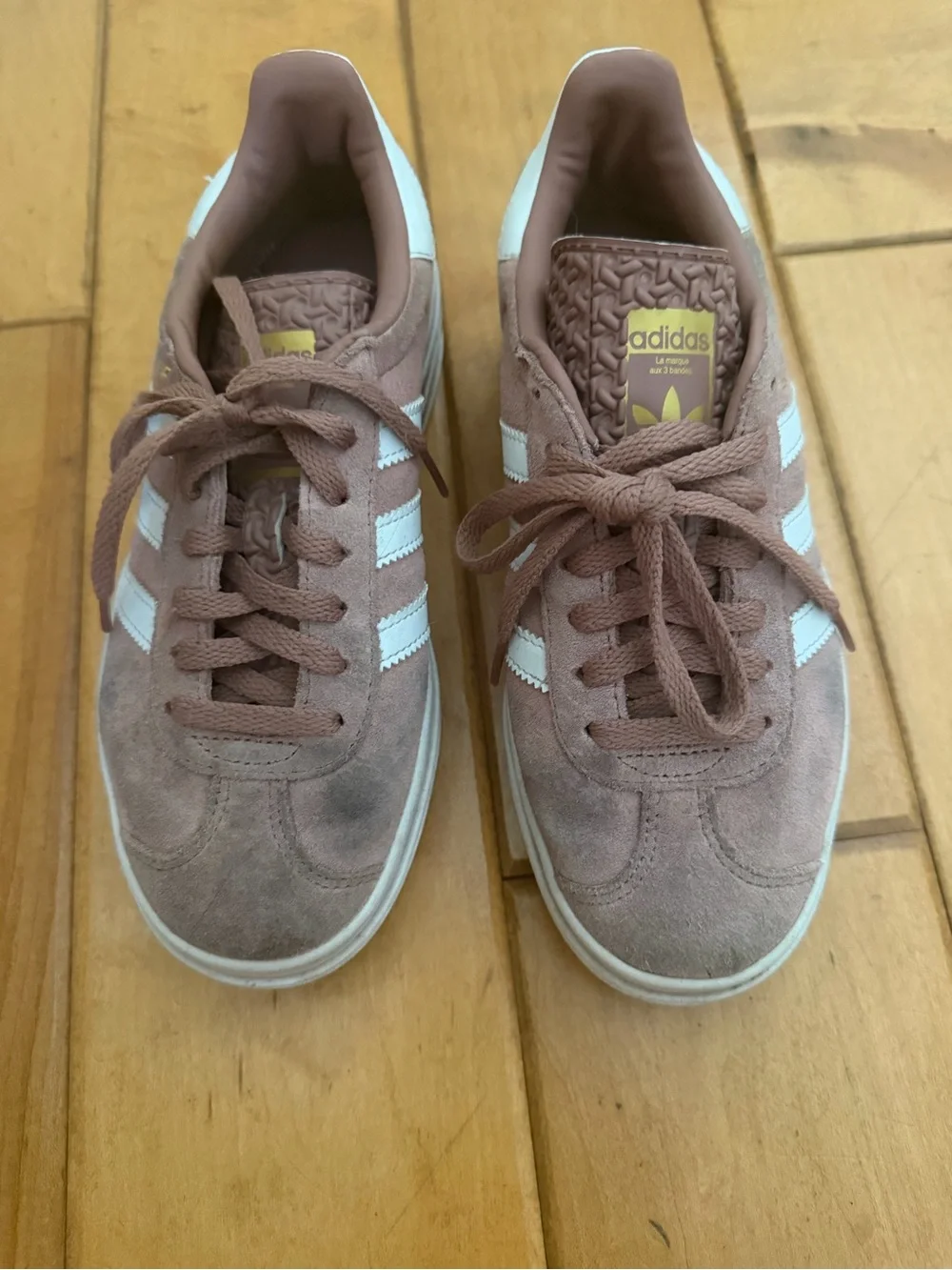 adidas Suede Low-Top Sneakers in Dusty Rose and White Gazelle Bold